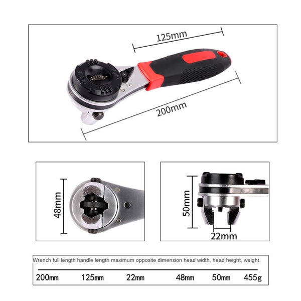 6-22mm Universal Adjustable Ratchet Wrench