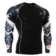 Mens Long Sleeves Compression Shirts Tight Skin Sides 3D Prints