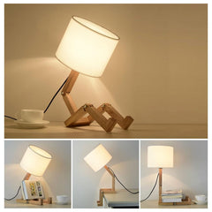 Robot Shape Wooden Table Lamp