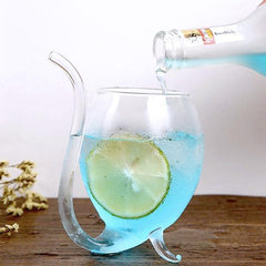 2Pcs Wine Glass Built-in Straw